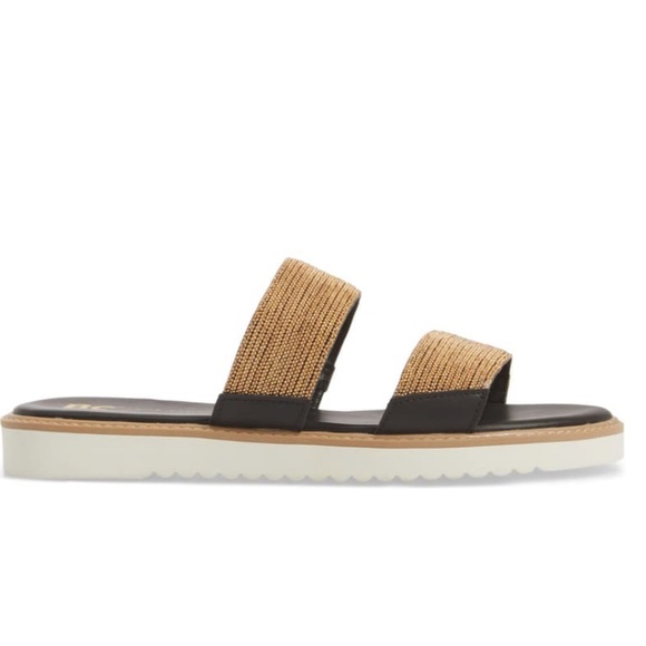 Golden Links Two Straps Casual Edgy Slides - Picture 5 of 5